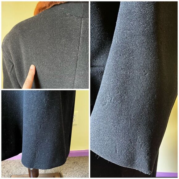 Vintage 1940s Simpson Piccadilly Wool Coat Double Breasted Faux Fur Shawl Collar - Picture 7 of 14